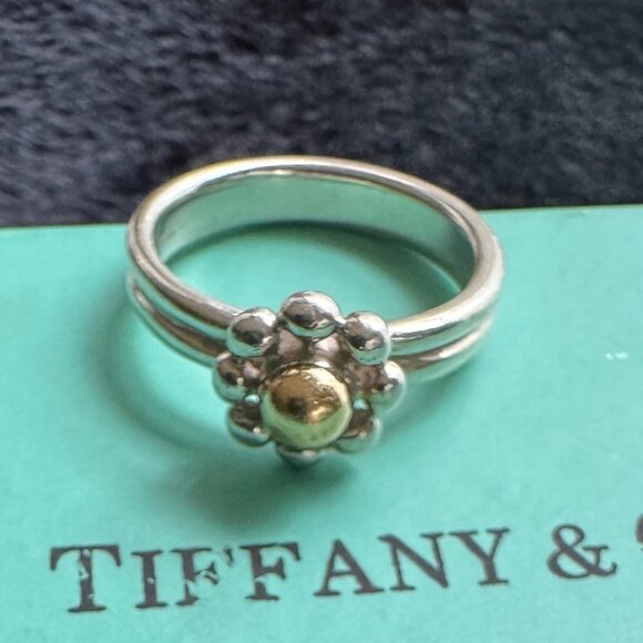 Tiffany & Co 18k Gold 925 Paloma Picasso Jolie Flower Ring Size 6.5 - Picture 5 of 10